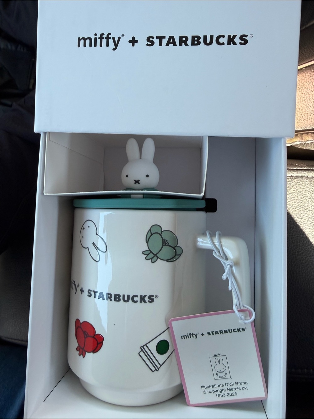 Starbucks x Miffy Ceramic Mug - White with Green & Red Accents